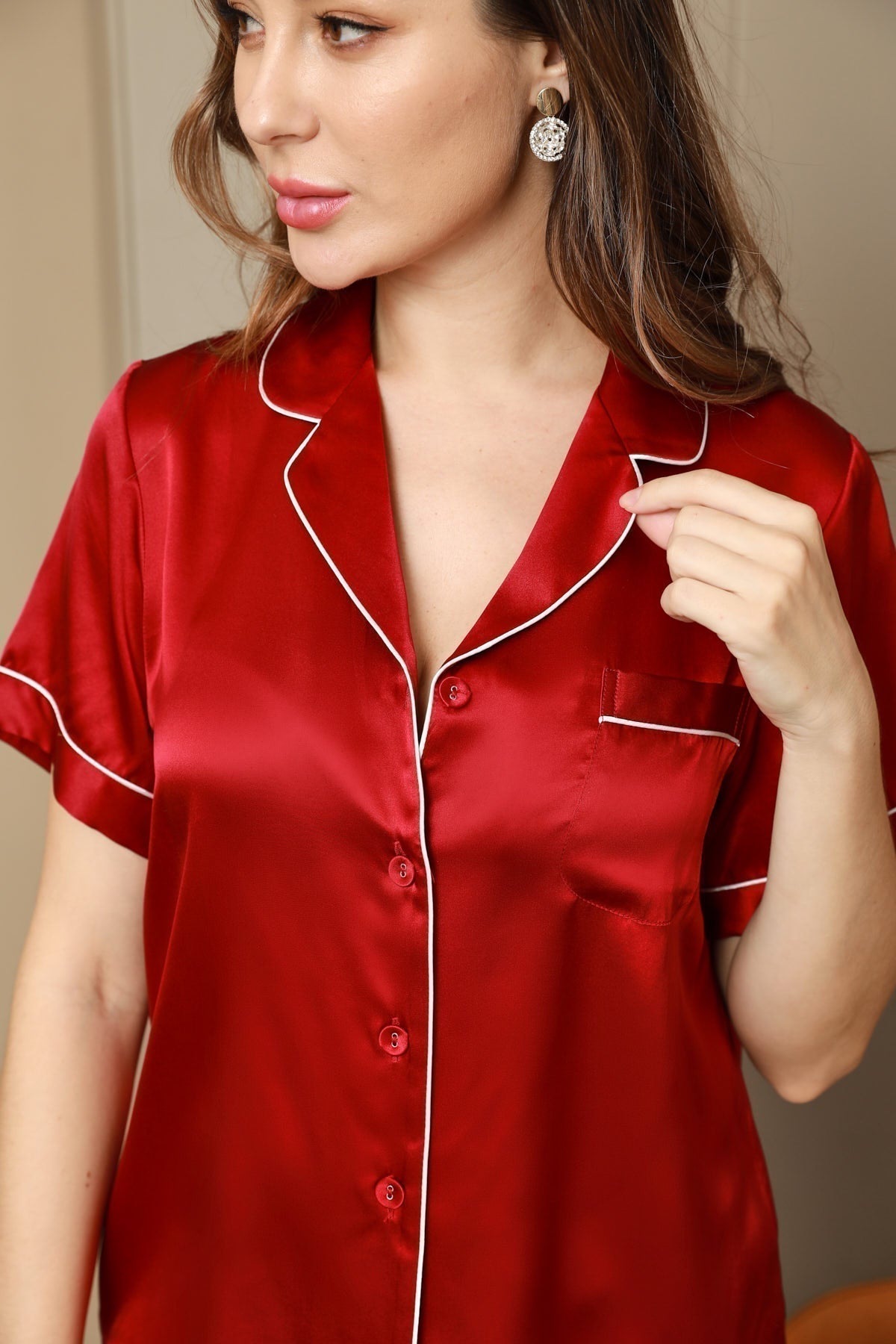 Women's Pure Silk Short Sleeve Notch Collar Pajamas Set
