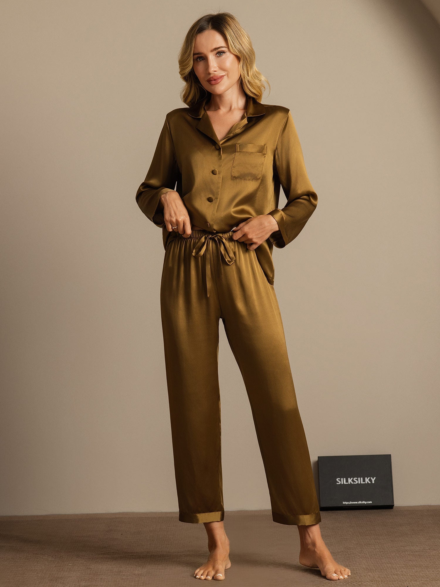 Women's Pure Silk Long Sleeve Pajamas Set