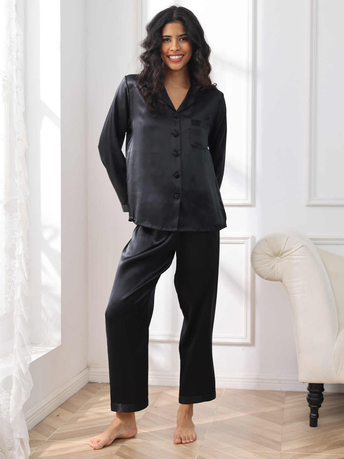 Women's Pure Silk Long Sleeve Pajamas Set