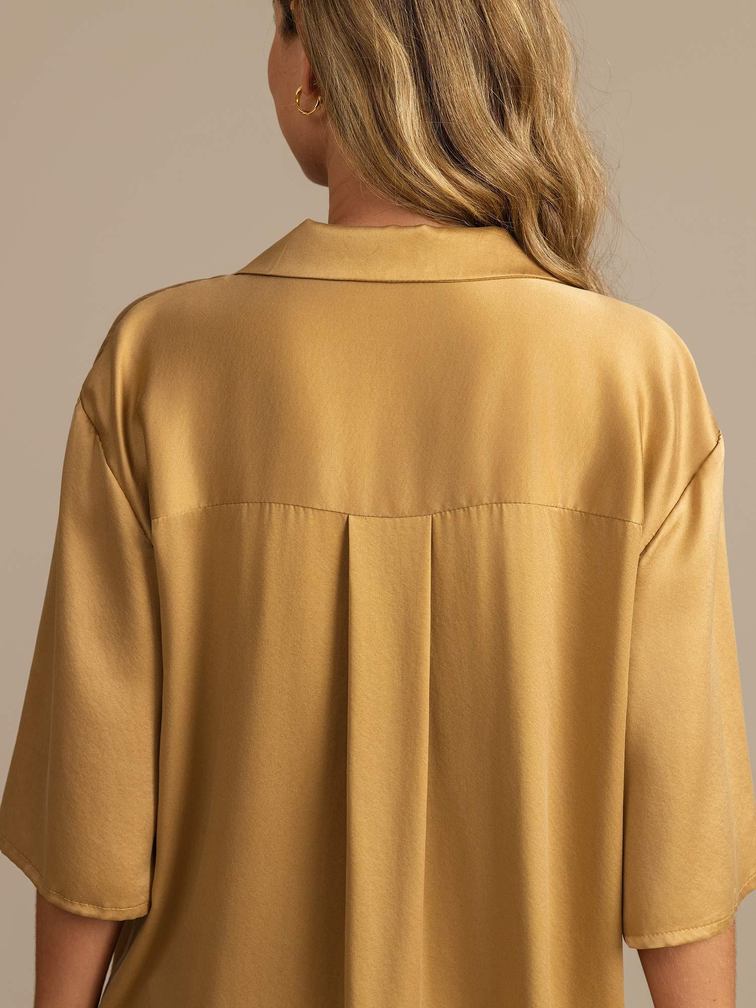 19Momme Women's Washable Silk Notch Collar Pajamas Set with Side Pockets