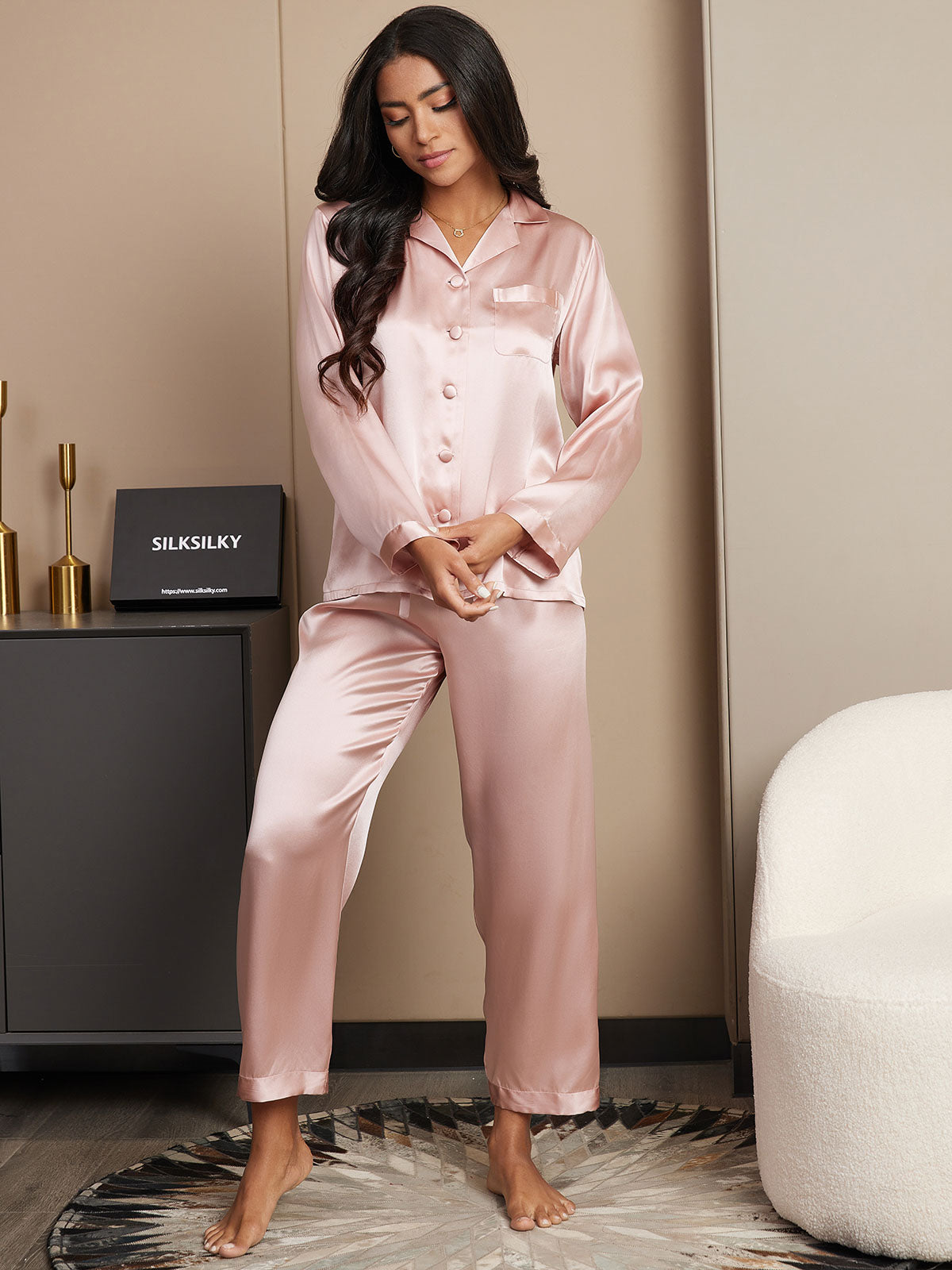 Women's Pure Silk Long Sleeve Pajamas Set