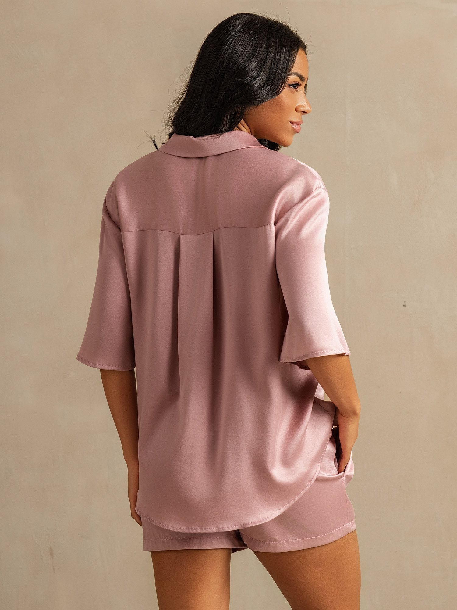 19Momme Women's Washable Silk Notch Collar Pajamas Set with Side Pockets