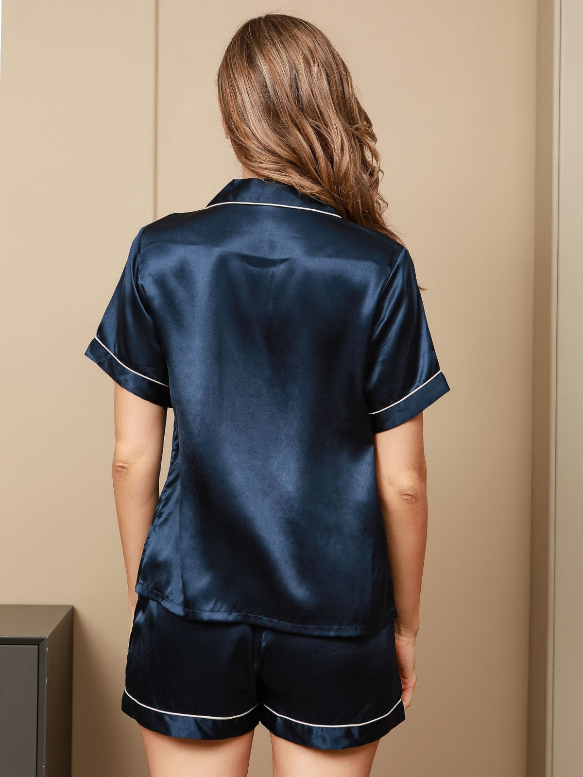 Women's Pure Silk Short Sleeve Notch Collar Pajamas Set