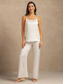 19Momme Washable Silk Spaghetti Strap Cami & Wide Leg Pants Set