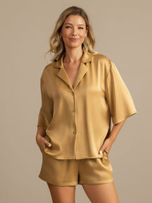 19Momme Women's Washable Silk Notch Collar Pajamas Set with Side Pockets