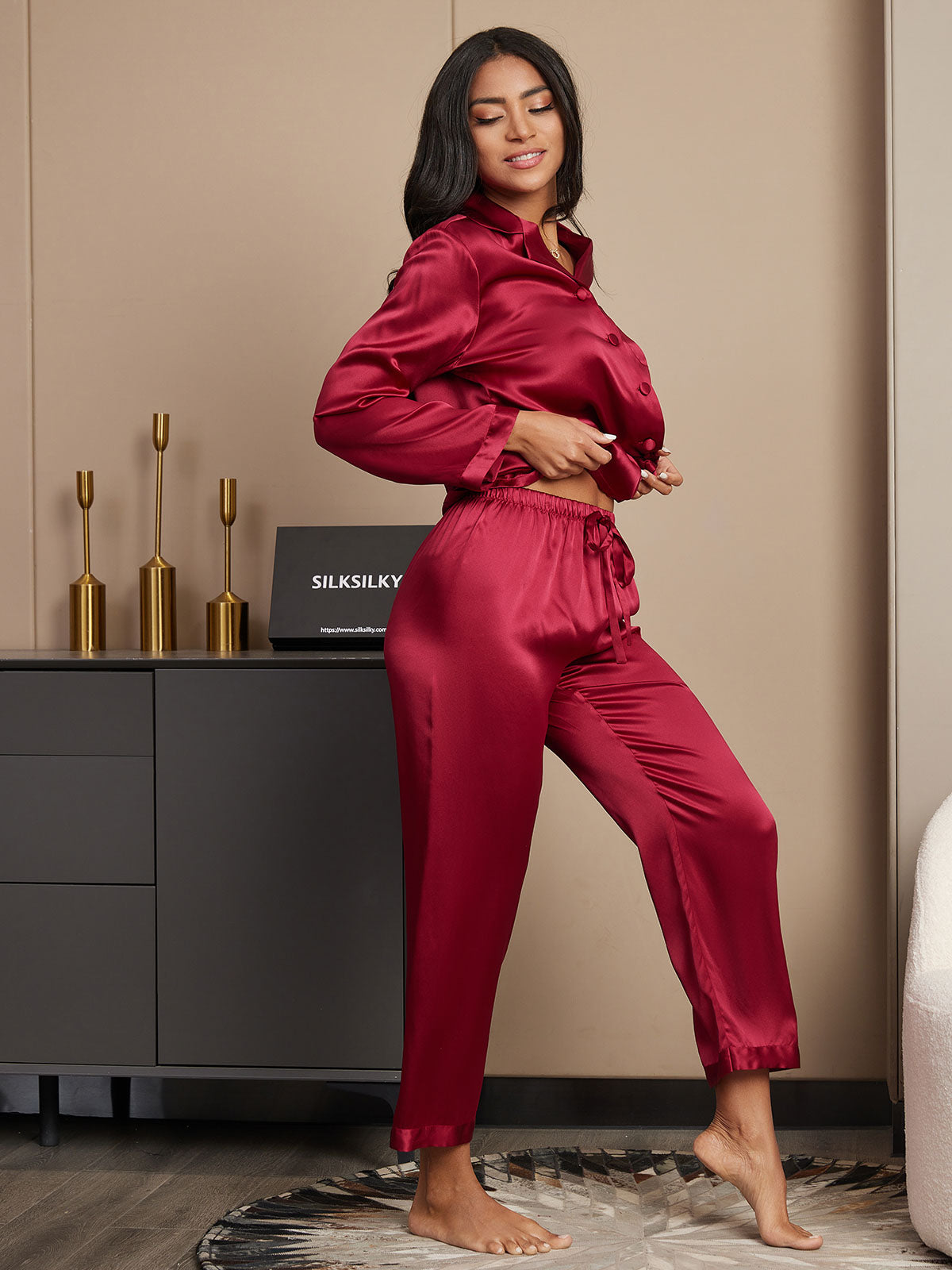 Women's Pure Silk Long Sleeve Pajamas Set