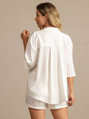 19Momme Women's Washable Silk Notch Collar Pajamas Set with Side Pockets