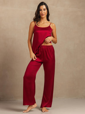 19Momme Washable Silk Spaghetti Strap Cami & Wide Leg Pants Set