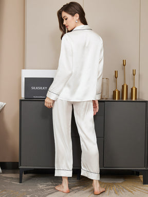 Women's Pure Silk Long Sleeve Button Up Pajamas Set