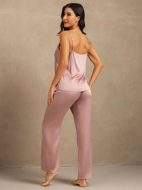19Momme Washable Silk Spaghetti Strap Cami & Wide Leg Pants Set