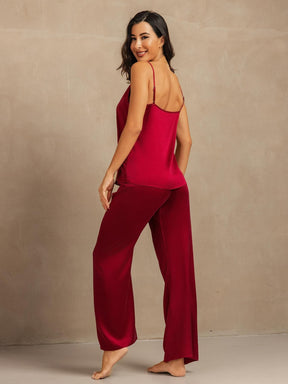 19Momme Washable Silk Spaghetti Strap Cami & Wide Leg Pants Set