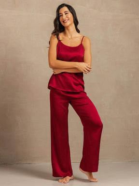19Momme Washable Silk Spaghetti Strap Cami & Wide Leg Pants Set
