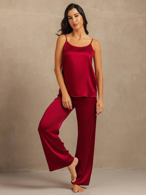 19Momme Washable Silk Spaghetti Strap Cami & Wide Leg Pants Set