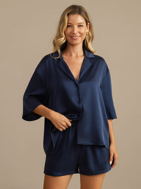 19Momme Women's Washable Silk Notch Collar Pajamas Set with Side Pockets