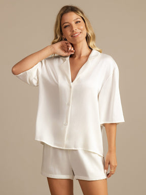 19Momme Women's Washable Silk Notch Collar Pajamas Set with Side Pockets