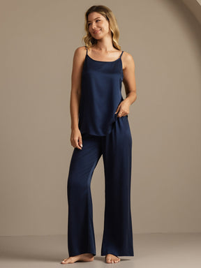 19Momme Washable Silk Spaghetti Strap Cami & Wide Leg Pants Set