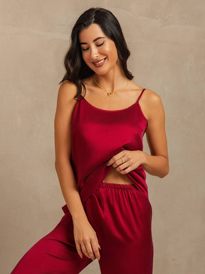 19Momme Washable Silk Spaghetti Strap Cami & Wide Leg Pants Set