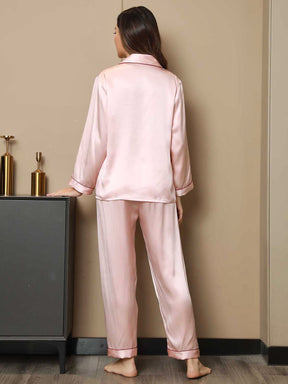 Women's Pure Silk Long Sleeve Notch Collar Pajamas Set