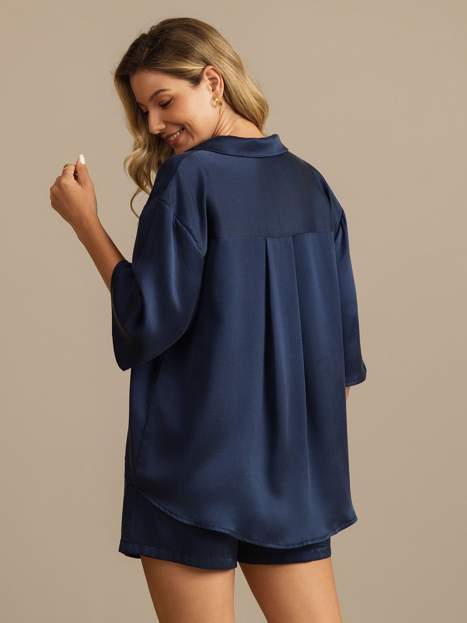 19Momme Women's Washable Silk Notch Collar Pajamas Set with Side Pockets