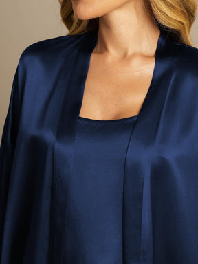 Pure Silk Belted Robe and Spaghetti Strap Camisole Set 3Pcs