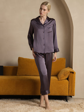 Women's Pure Silk Long Sleeve Button Up Pajamas Set