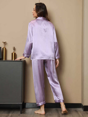 Women's Pure Silk Long Sleeve Notch Collar Pajamas Set