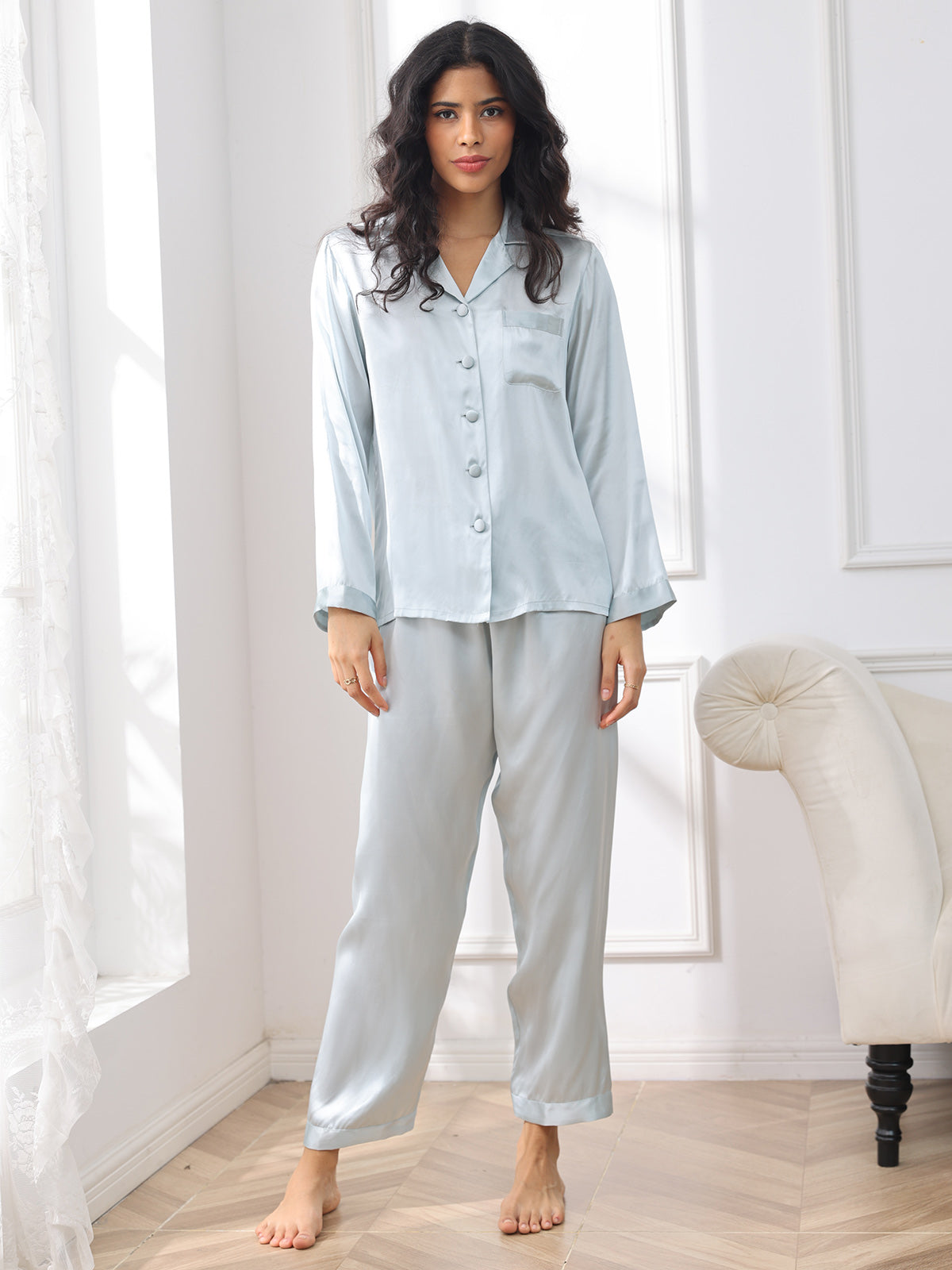 Women's Pure Silk Long Sleeve Pajamas Set