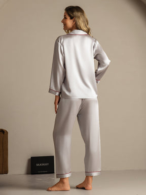 Women's Pure Silk Long Sleeve Notch Collar Pajamas Set