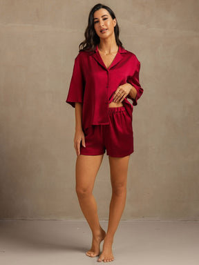 19Momme Women's Washable Silk Notch Collar Pajamas Set with Side Pockets