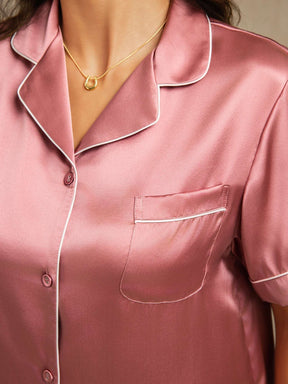 Women's Pure Silk Short Sleeve Notch Collar Pajamas Set