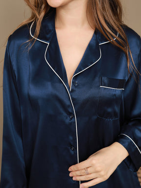 Women's Pure Silk Long Sleeve Notch Collar Pajamas Set