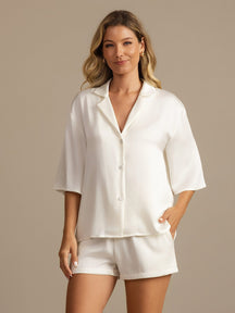 19Momme Women's Washable Silk Notch Collar Pajamas Set with Side Pockets