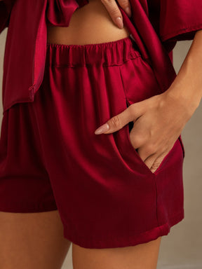 19Momme Women's Washable Silk Notch Collar Pajamas Set with Side Pockets