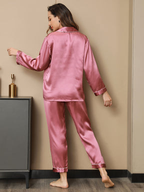 Women's Pure Silk Long Sleeve Notch Collar Pajamas Set